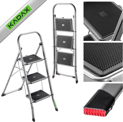 Opvouwbare Aluminium Keukenladder 3 Treden - Antislip & Veilig - Max. 150 kg