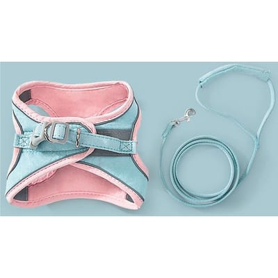 Harnais Laisse pour Chat Couleur Patchwork Bande Réfléchissante Laisse 1,5 m Harnais pour Animal de Compagnie avec Velcro pour S, Suitable for 0?2kg/0?4.4lb gray