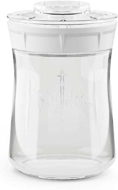 Famanu - Fermentatiepot, ideale set voor het bereiden van melkkefir of waterkefir thuis, kiemvergister + receptenboek 900ml (wit)