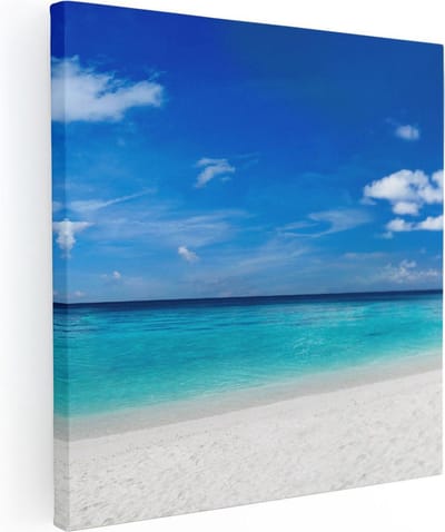 Artaza Canvas Schilderij Strand En Zee - 90x90 cm - Wanddecoratie Zeezicht - Muurdecoratie Kust - Schilderijen Op Canvas