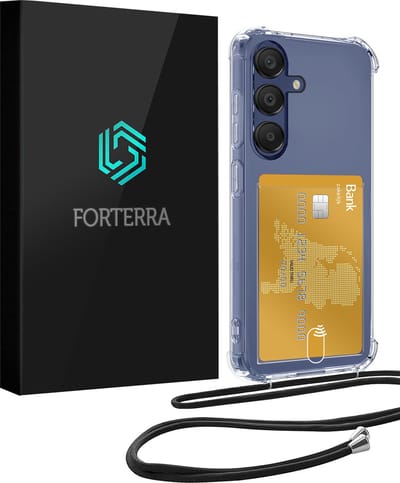 Hoesje Geschikt voor Samsung A16 Pashouder Case Siliconen Hoes Met Koord - Hoes Geschikt voor Samsung Galaxy A16 Met Telefoonkoord Hoesje Back Cover Met Pasjeshouder - Transparant
