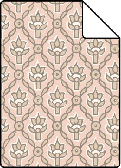 Proefstaal ESTAhome behang vintage bloemen licht roze en beige - 26.5 x 21 cm - 132013-S