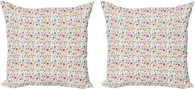 ABAKUHAUS Decoratieve kussenhoezen met bloemenprint, 2 stuks, moderne accenten, dubbelzijdige digitale print, 40x40 cm, meerkleurig
