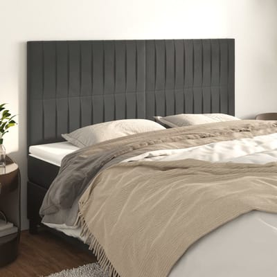 vidaXL - Hoofdbord - donkergrijs - 180x5x118/128 - cm - fluweel