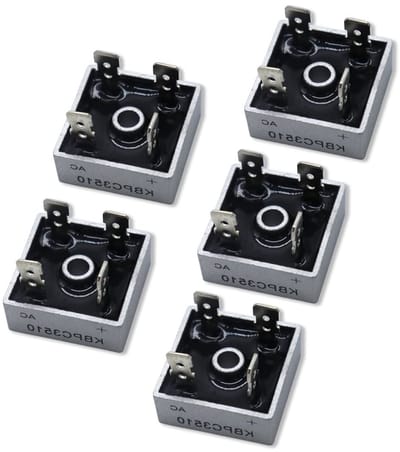 5 Stuks Bridge Rectifier Diode Set 35A 1000V, Enkel Fase, Volledige Golf, 4 Pin Doorvoer, Metaalbehuizing