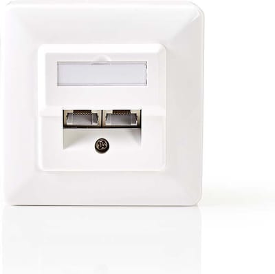 Nedis Netwerk Wanddoos - Inbouw - 2 poort(en) - CAT5e - Recht - Female - Goud Verguld - PVC - Wit - Envelop