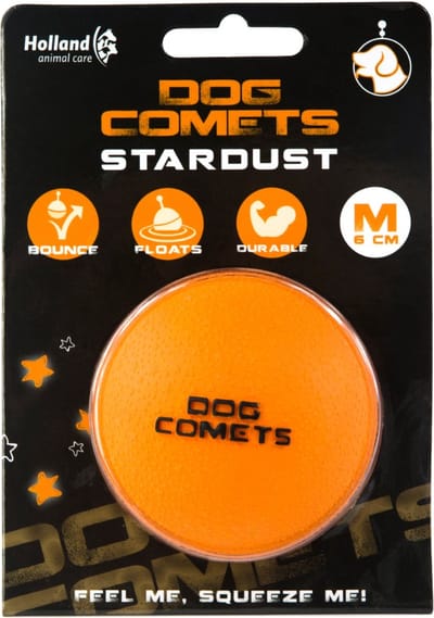 Dog Comets Ball Stardust Ø6 cm - Hondenspeelgoed - Hondenbal - Natuurlijk rubber - 1 stuk - Oranje
