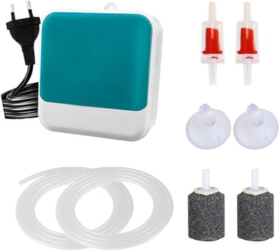 Stille Luchtpomp voor Aquariums tot 400L - Krachtige 4W Aerator met Accessoires voor Optimale Zuurstofvoorziening