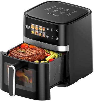 Seth Select Airfryer 5,5L – 8-in-1 Luchtfriteuse met Digitaal Display – Kijkvenster – 200°C – 1350W – Zwart