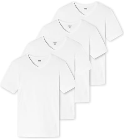 Schiesser T-shirt V-hals Uncover 4-pack wit
