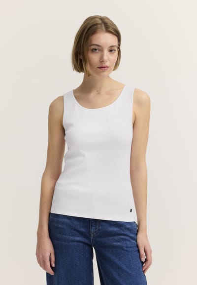 Bugatti Damen Top van katoen-stretch met ribbelpatroon