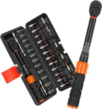 Professionele Momentsleutel Set voor Fietsen 1/4 Inch 2-24 Nm - 33-delige Set met Ratel, Precisie ±3%, Ideaal voor Fietsen, Motoren en Meubelmontage, Inclusief Bits en Adapters