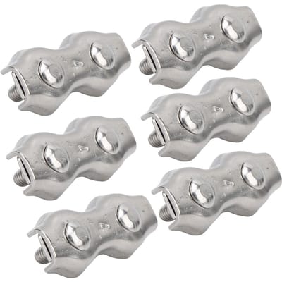 6 pièces Serre-câbles duplex Câble Pinces Acier Inoxydable Duplex Serre-câble à 2 étriers pour Câble M4