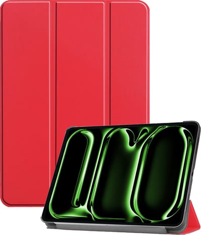 Hoesje Geschikt voor Apple iPad Pro (2024/2025) - 11 inch - Dun & Stevig - Trifold Bookcase - Hard Cover - Hardcover Book Case - Tablet Hoes - Rood