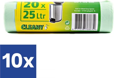 Cleany - Pedaalemmerzakjes - Groen - 25 Liter - 10 x 20 stuks