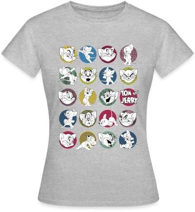 Tom And Jerry Iconische Uitdrukkingen Met Logo T-Shirt Dames
