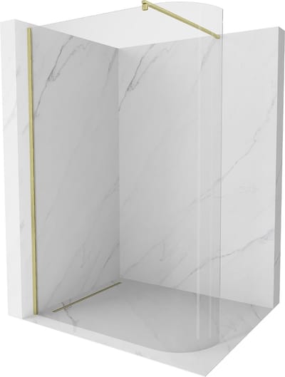 Mexen Kioto-R afgeronde douchewand Walk-in 80 x 200 , transparant 8 mm, goud geborsteld - 800-080-101-55-06