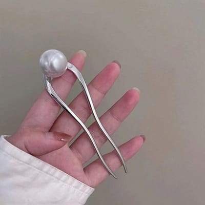 1 stuks Modieuze U-vormige Haarclip met Imitatieparel Minimalistisch Luxe Niche Haaraccessoire Haarknot Haarspeld Haarknot Maker Knot Haarstuk Haarstyling Spelden zilver