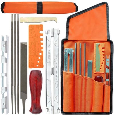 10-delige kettingzaagslijpset met ronde vijlen van 5/32, 3/16 en 7/32 inch, 6 inch platte vijl en dieptemeter voor nauwkeurig slijpen en onderhoud