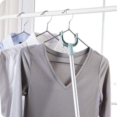 Verstelbare Kledingstang - Telescoopstang Grijper - Kleding Verplaatsen - Uittrekbaar Tot 102cm - 61x5cm - Zilver