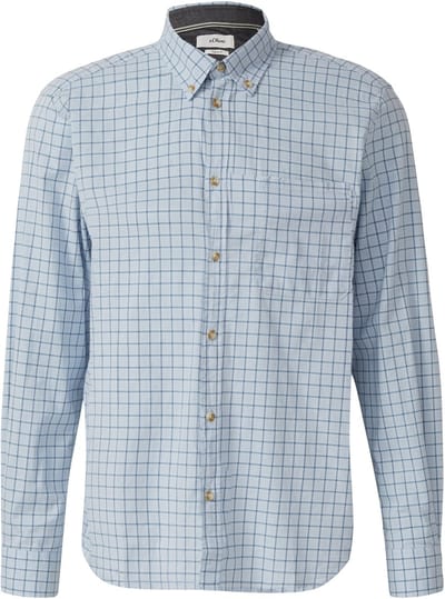 s.Oliver - male - Regular fit: elastisch overhemd met knoopsluiting en geruit patroon