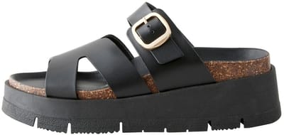 Next - Dames - Leren sandalen met gesp en bandjes - Zwart