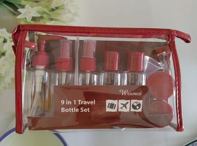 Reisflesjes Handbagage 9-delig - Reisaccessoires - Reisflacons - Cosmetica Potjes - Reis Flesjes - Reisverpakking - Reisset -Bouteilles de voyage - bourgogne