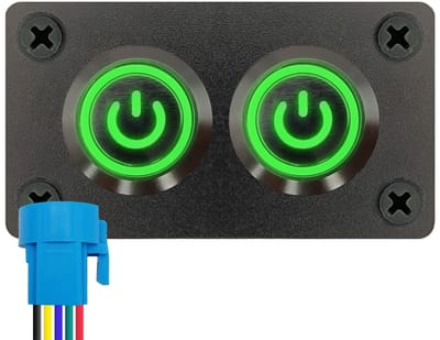 ProRide Metalen drukschakelaar 220V ON-OFF - Inbouwpaneel tweevoudig - 22mm - IP67 - LED indicatie Groen