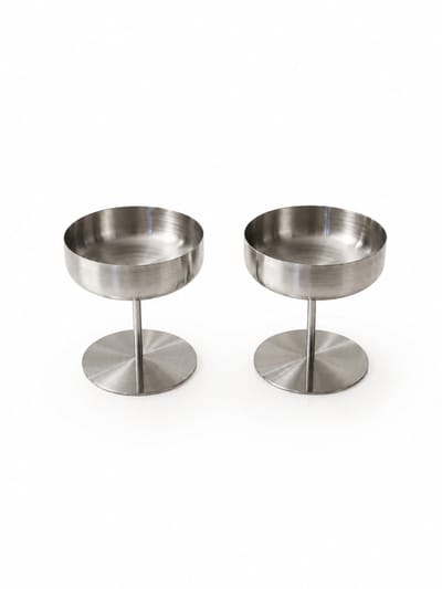 mevaz IJscoupes Set van 2 – RVS Dessertschalen op Voet – Cocktailglazen – Dessertbekers – Zilver – Modern Design