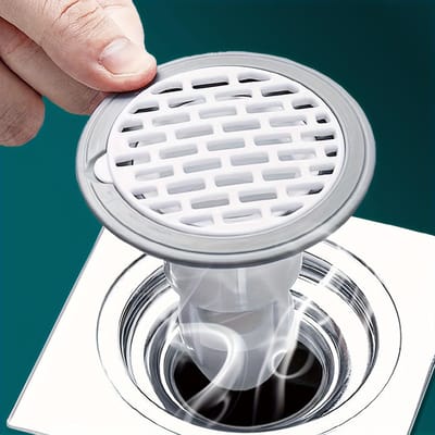 1 stuks Witte ABS Toilet Afvoerafdekking, Geurwerende Siliconen Badkamervloerafvoer, en Geurblokker, Afvoerafdekking, Riolering, Geurverwijderaar grijs witte kleur