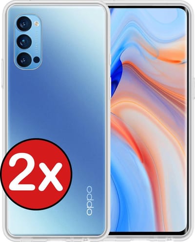 Hoesje - 2 Stuks - Geschikt voor OPPO Reno 4 Pro 5G - Sterk & Shockproof - Telefoonhoes - Back Cover - Case Siliconen - Telefoon Hoes - Transparant