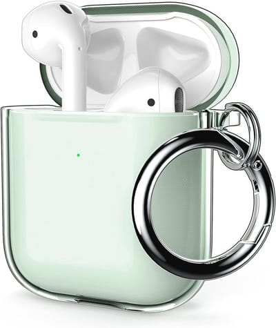 Beschermhoes voor AirPods 1 & 2 - Schokbestendig TPU met Sleutelhanger en LED Indicator - Groen