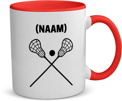 Akyol - lacrosse met eigen naam koffiemok - theemok - rood - Sport - lacrosse - sport - 350 ML inhoud