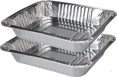 Set van 4x stuks barbecue bereidingsbakken rechthoek 32 x 26 x 6 cm - Vlees grillen - BBQ rooster