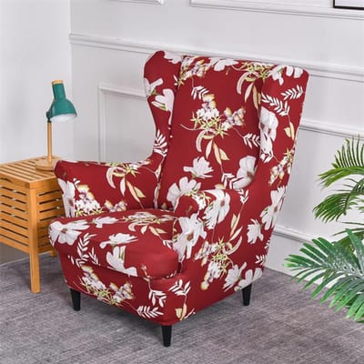 Bloemen elastische vleugel stoelhoezen schuine koningsrug fauteuil hoes verwijderbare vleugelrug bank hoes met zitkussen hoes