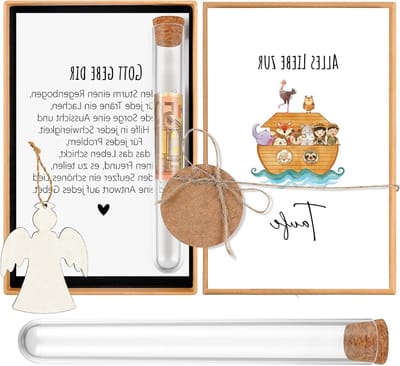 Baptism Gift voor Meisjes - Geldcadeau in Luxe Gift Box met Testbuis en Houten Ark - Doop, Geboorte en Persoonlijke Kaart