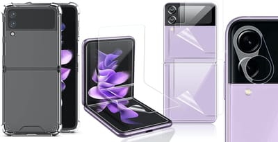 Hoesje geschikt voor Samsung Galaxy Z Flip 3 - Anti Shock Proof Siliconen Back Cover Case Hoes Transparant - PET Folie Screenprotector - Camera Lens Screenprotector