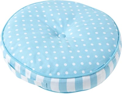 Homescapes kindervloerkussen rond 100% katoen met polyester vulling blauwe stippen Ø 43 cm