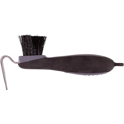 Premiere Hoevenkrabber Met Borstel Soft Grip Zwart/Grijs - One size