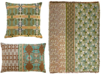 NIN-NIT - Nouveau Naturel kussens en plaid set - Sierkussens - sprei - deken - 100% geweven katoen - Beige - Groen - Blauw - Geel - Turquoise - Wit - Multicolor