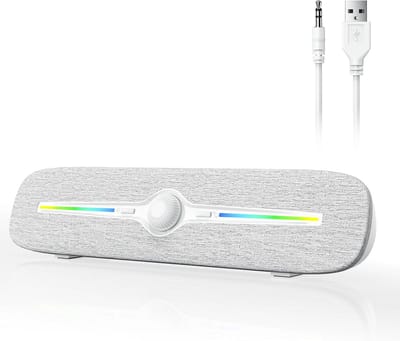 PC Luidspreker - Computer Soundbar - Muziek Luisteren - Kleurrijke LED Verlichting - 32 cm Lengte - Wit