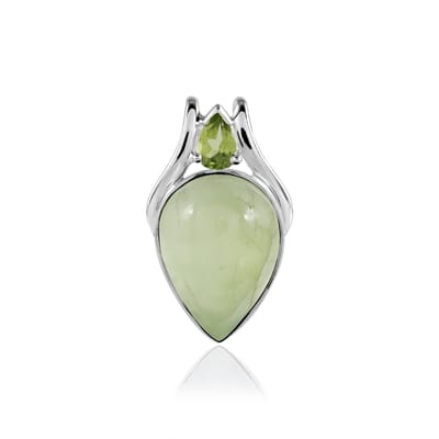 SilverGems druppelvormige zilveren hanger met Preniet en Peridoot edelstenen