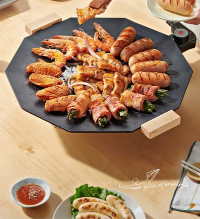 Knobbout , Compacte Elektrische Grillplaat< HotPot – 44 cm, Rookvrij en Efficiënt