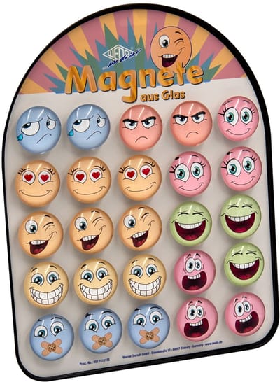 Glazen magneetjes met gezichtjes, set van 25