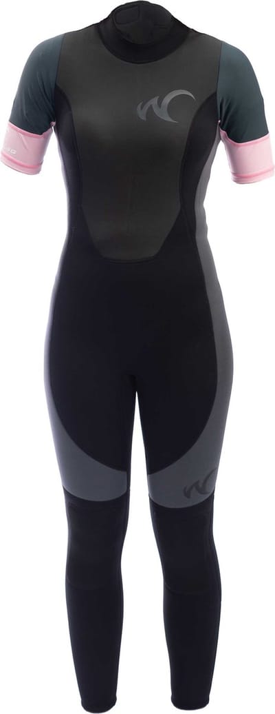 Watrflag wetsuit Sydney Dames - korte mouwen van Lycra - 3 mm neopreen - zwart/grijs/rose XL