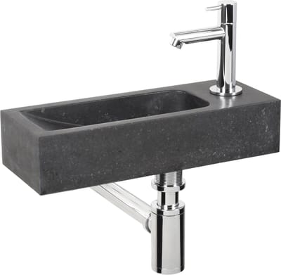 Fonteinset Luxor Natuursteen Wasbak Zwart 38 X 14 X 8 Cm
