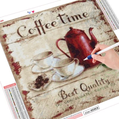 Peinture diamant thème café, broderie complète 5d, tasse en point de croix, nouvel arrivage 30x30CM brown