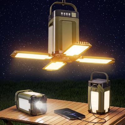 Thijox - Led Campinglamp Zonne-energie Multifunctionele Opvouwbare Lantaarn Outdoor met 6 Lichtmodi USB Oplaadbare Tentlamp voor Wandelen Noodgevallen