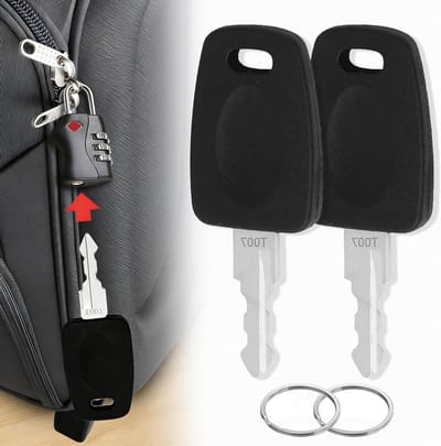 Multifunctionele Sleutels voor Bagage, Geschikt voor TSA 007, Ideaal voor Koffers en Hangsloten, Set van 2 Zwarte Sleutels