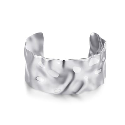 Twice As Nice Armband in zilver, open bangle, 3 cm, golvend 19cm